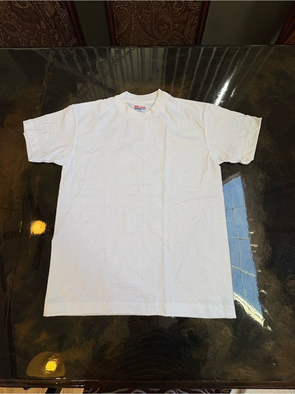 Hanes White Short Sleeve Crew Tee - Plain Cotton